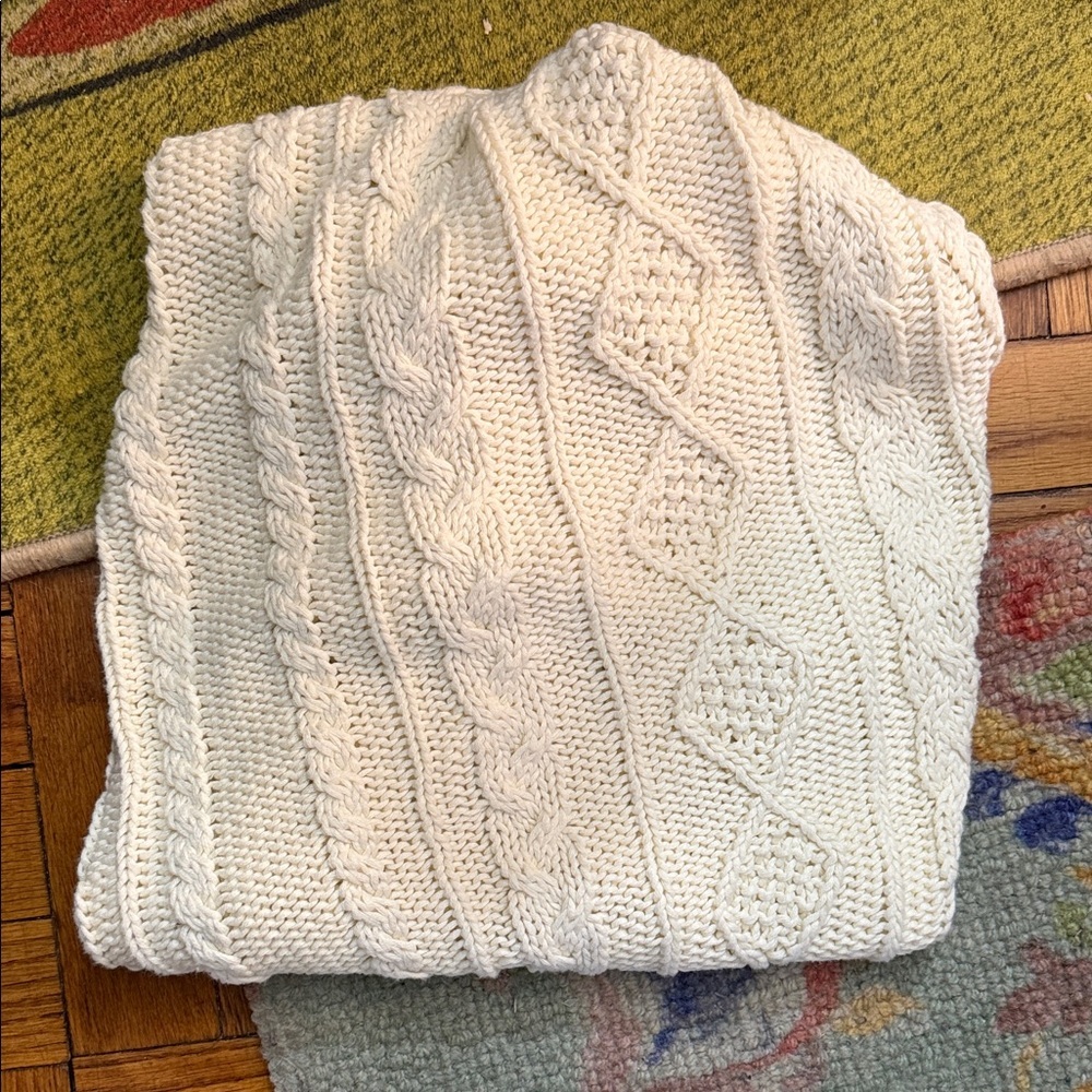 patrick francis Elegant Cream Cable Knit scarf wrap